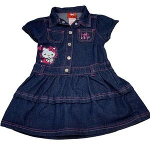 Hello Kitty Denim Dress Snaps Flair Size 4T